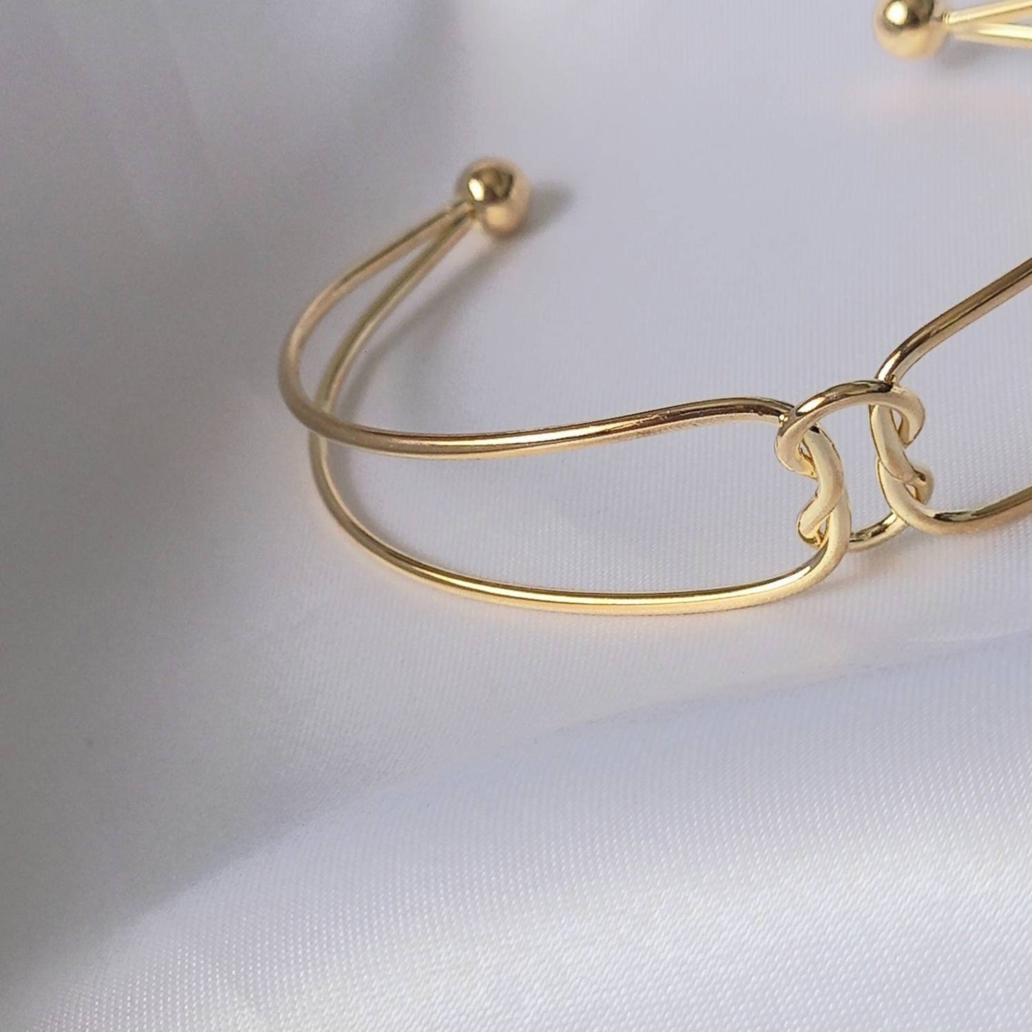 Gold Double Knot Bangle Bracelet - Gold Jewellery, Accessories, Gold Bangle, Bangle Jewellery, Minimal Bangle Bracelet, Gift For Her, Modern