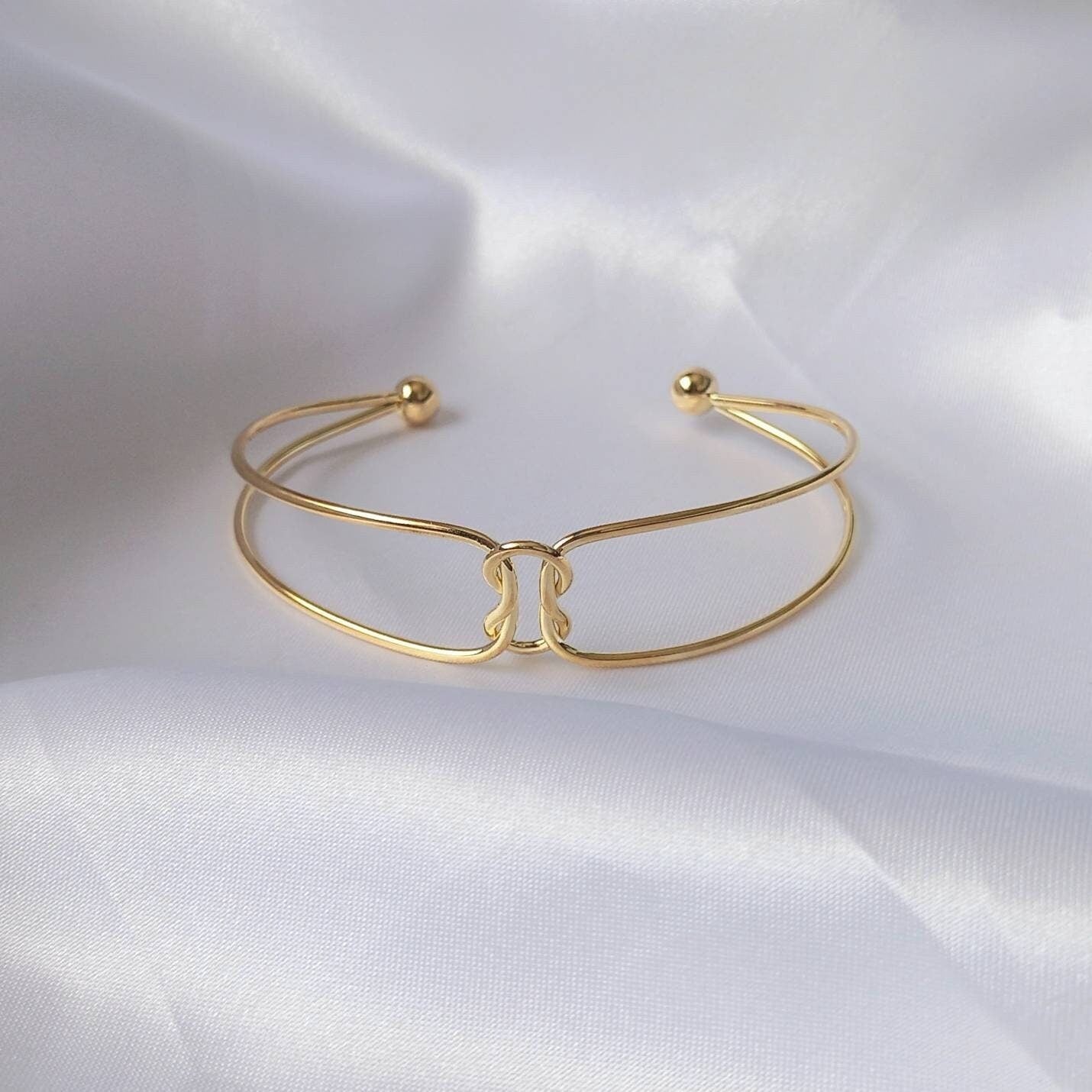 Gold Double Knot Bangle Bracelet - Gold Jewellery, Accessories, Gold Bangle, Bangle Jewellery, Minimal Bangle Bracelet, Gift For Her, Modern