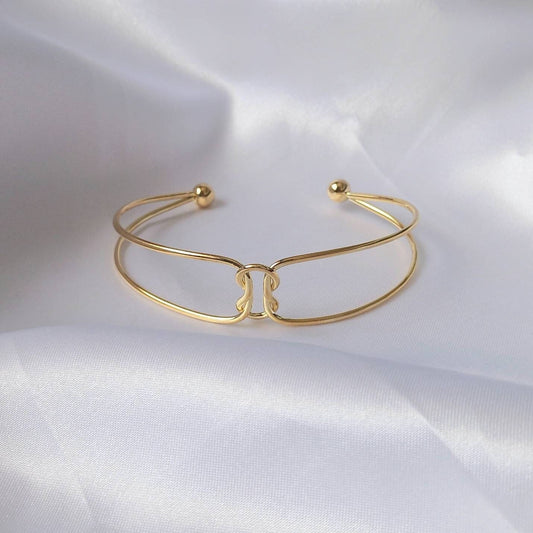 Gold Double Knot Bangle Bracelet - Gold Jewellery, Accessories, Gold Bangle, Bangle Jewellery, Minimal Bangle Bracelet, Gift For Her, Modern