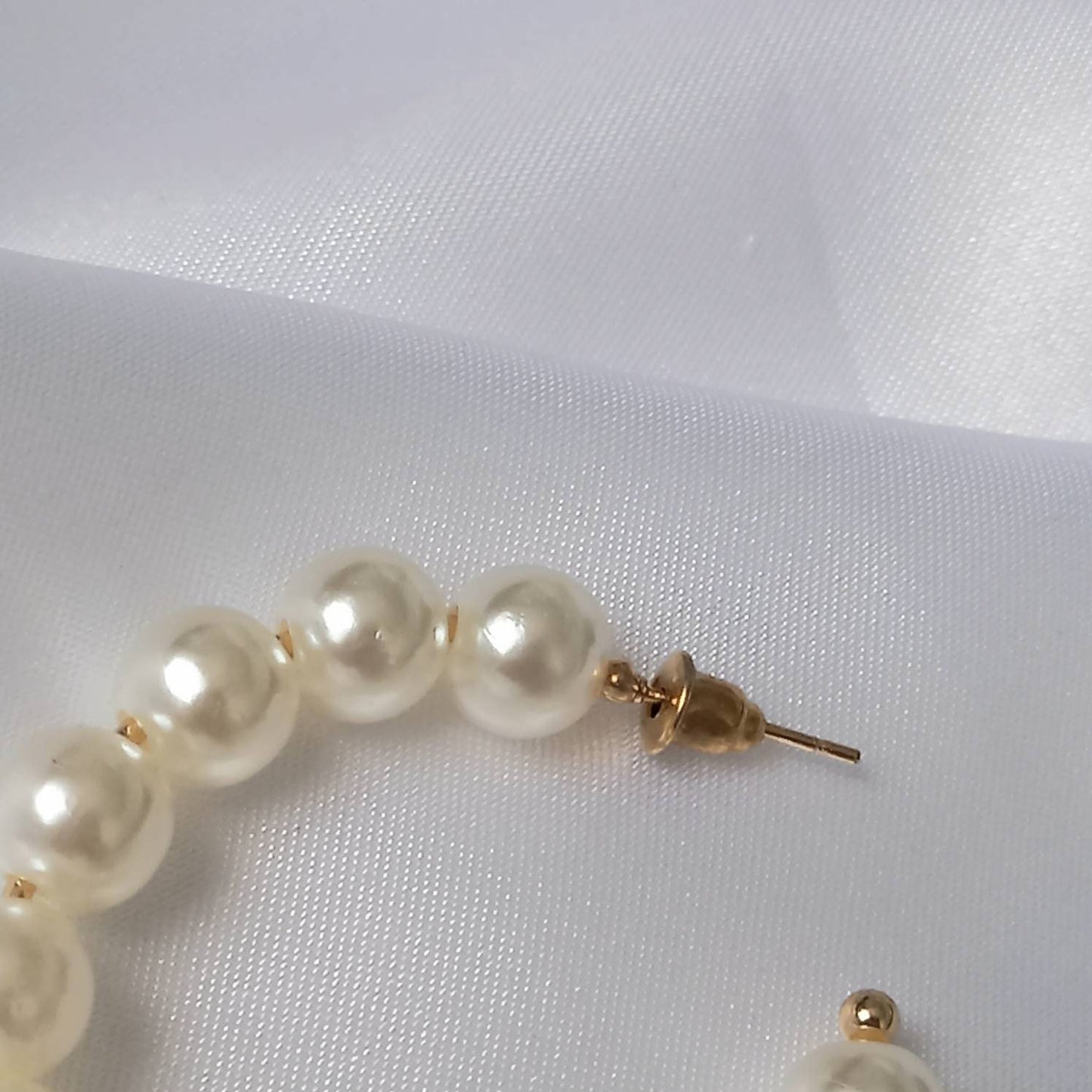 Faux Pearl Hoop Earrings - Pearl Earrings In The UK,Pearl Jewellery In The UK,Large Hoop Earrings,Bead Earrings, Bead Jewellery, Hoops