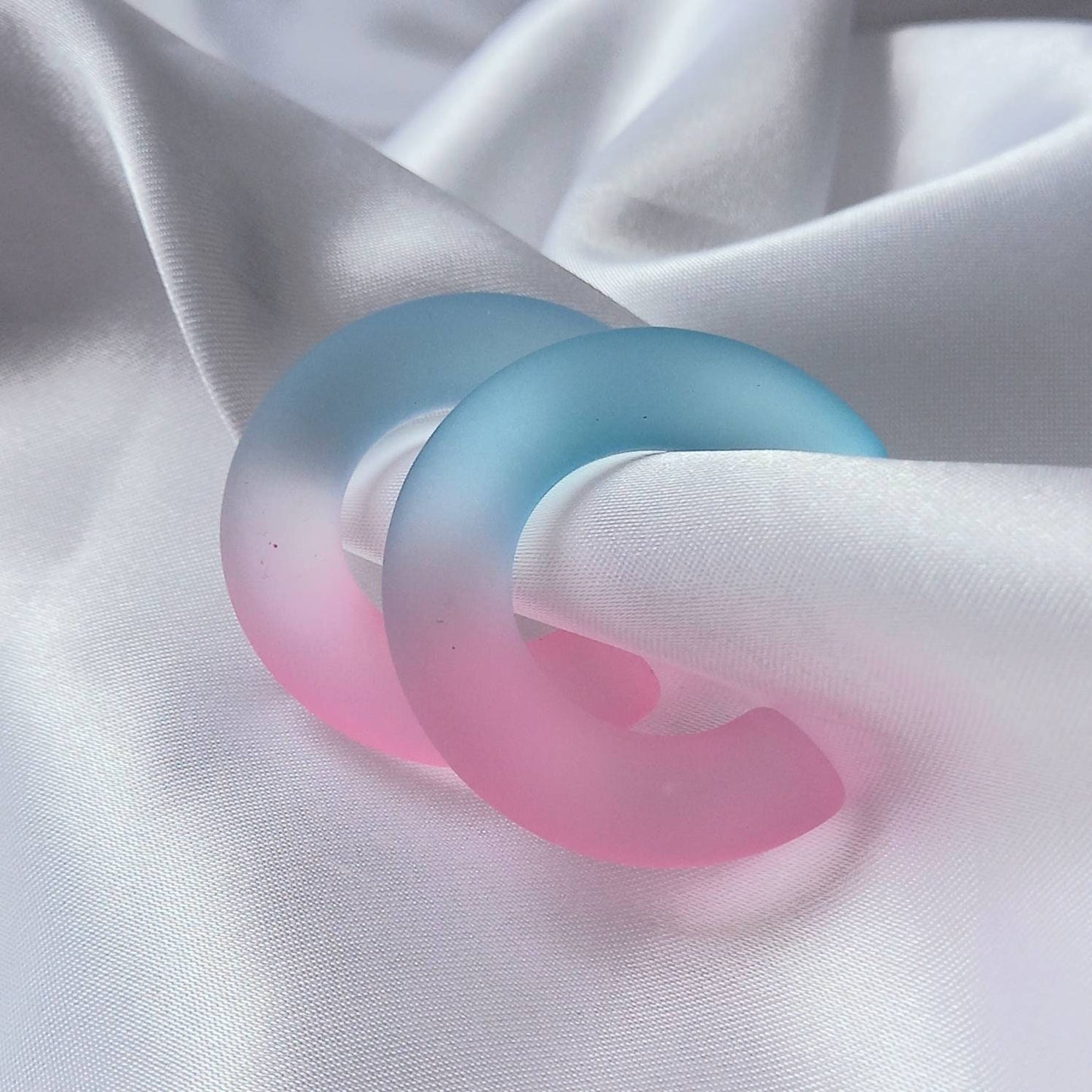 Chunky Pink & Blue Resin Hoop Earrings -  Ombre Earrings, Chunky Hoop Earrings, Pink Earrings, Two Tone Resin Earrings, Earrings In The UK