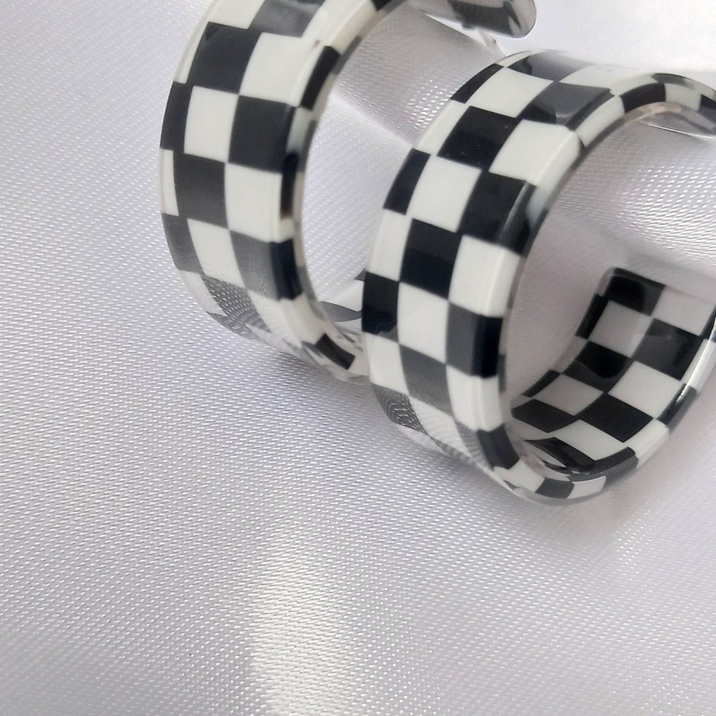 Checkered Hoop Earrings - Retro Earrings,Checkered Earrings,ChunkyHoops,Funky Hoop Earrings,Retro Hoop Earrings In The UK,Retro Jewlellery