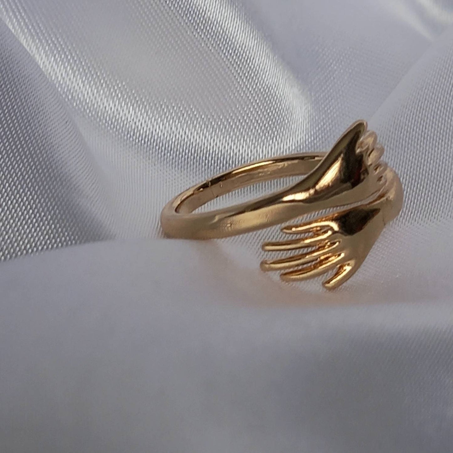 Gold Plated Hands Ring - Gold Hug Ring,Gold Rings In The UK,Gifts For Her,Hugging Hand Ring,Minimalist Ring,Friendship,Wrap Adjustable Ring
