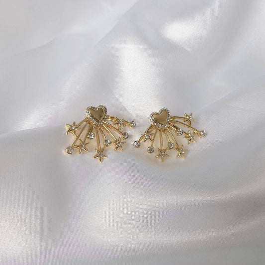 Gold Stud Drop Earrings - Heart Earrings, Star Earrings, Small Earrings, Small Drop Earrings, Small Studs,Gold Jewellery,Earrings In The UK