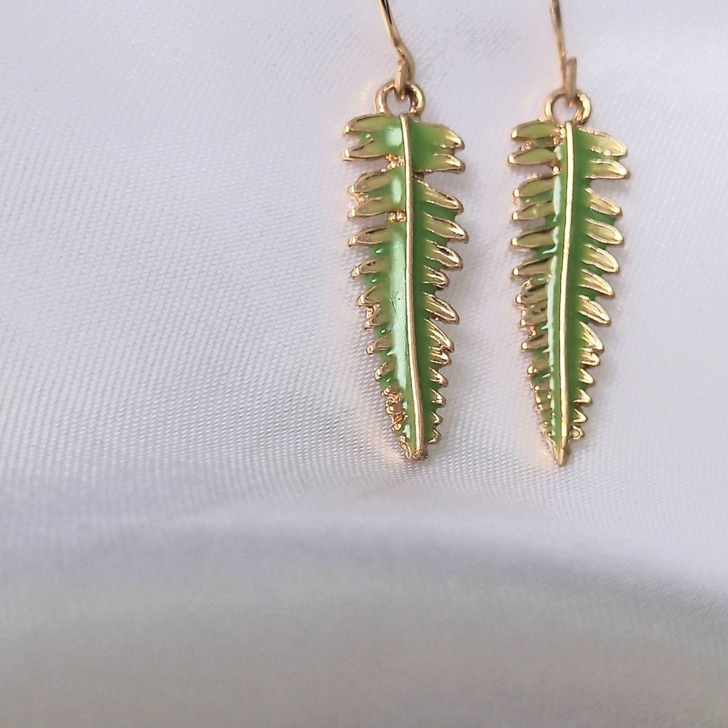 Gold Leaf Drop Earrings -  Green Leaf Earrings,Leaf Jewellery,Delicate Earrings,Small Gold Earrings In The UK,Gold Jewellery In The UK
