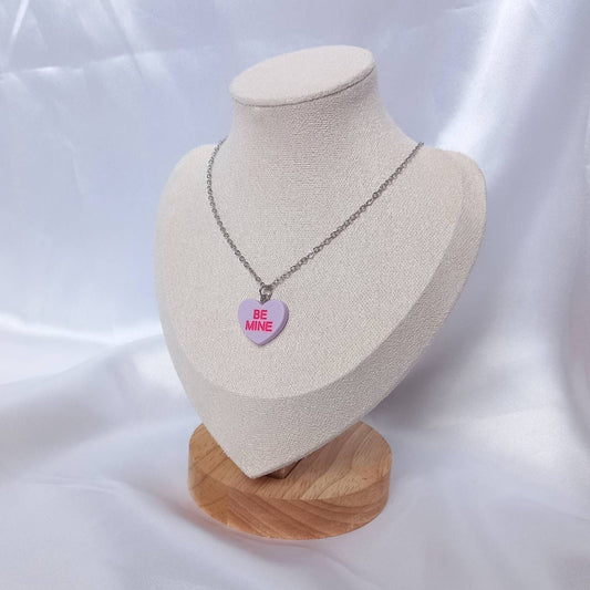 Purple & Silver Retro Heart Necklace - Purple Jewellery,Silver Necklaces In The UK, Lilac Necklace, Heart Necklaces,70's Style Necklace
