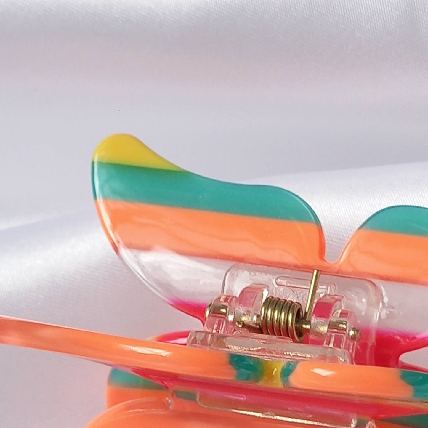 Small Striped Butterfly Hair Clamp- Stripey Hair Clip,Rainbow Hair Claw,Orange Funky Hair Clip,Hair Clips In The UK,Butterfly Hair Clamp