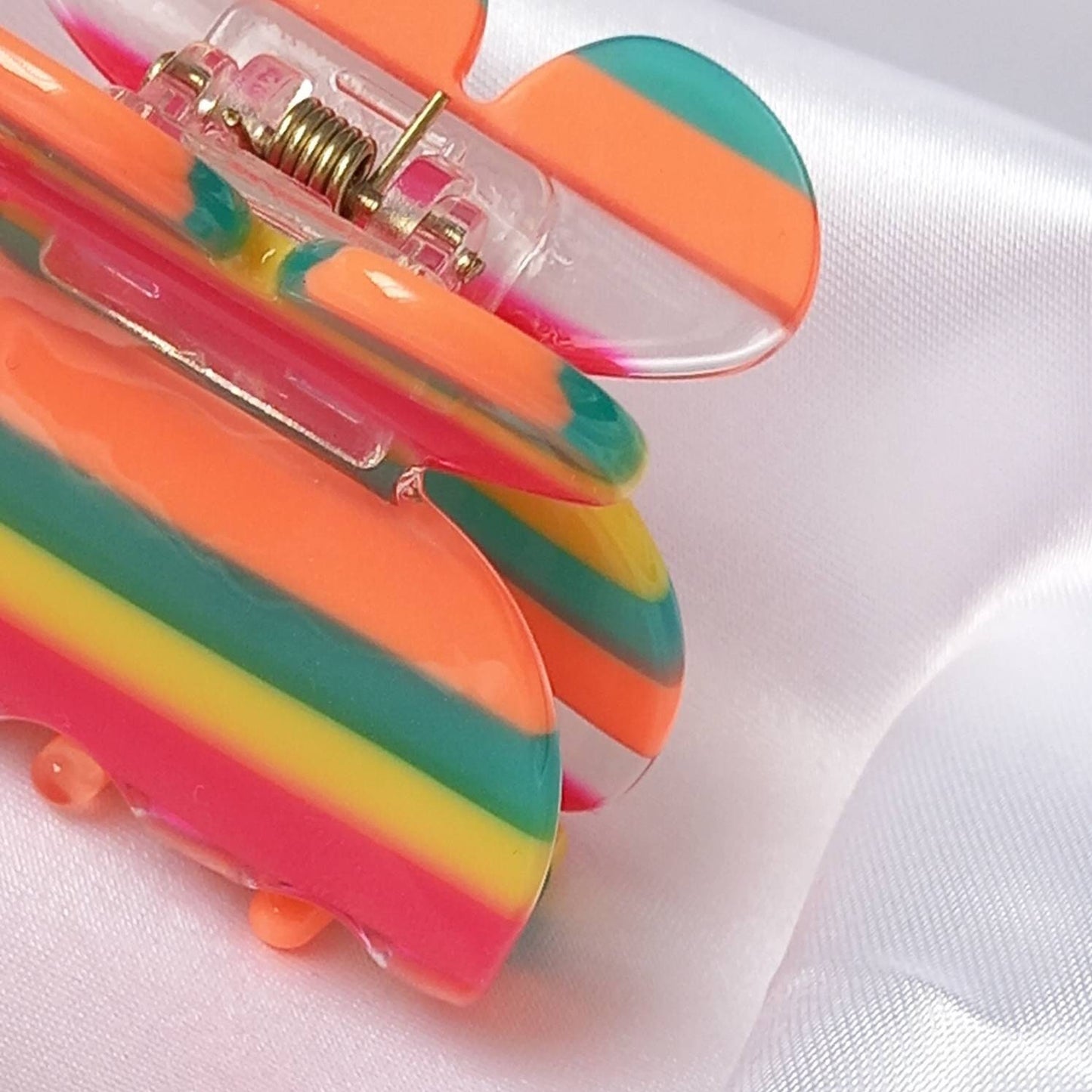 Small Striped Butterfly Hair Clamp- Stripey Hair Clip,Rainbow Hair Claw,Orange Funky Hair Clip,Hair Clips In The UK,Butterfly Hair Clamp