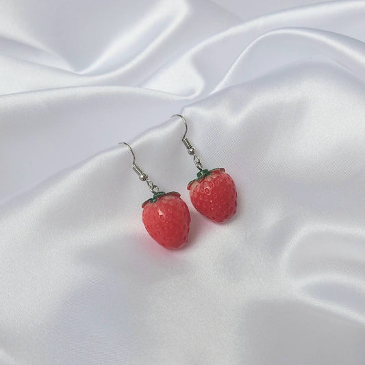 Strawberry Drop Earrings -  Strawberry Earrings,Novelty Earrings,Red Earrings In The UK,Funky Earrings,Unique Earrings,Jewellery In The UK
