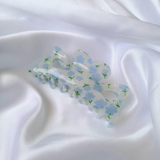 Large Blue Flower Hair Claw - Blue Hair Clip,Blue Hair Accessories,Blue Hair Claw,Flower Hair Clips,Funky Hair Clip,Hair Clips In The UK