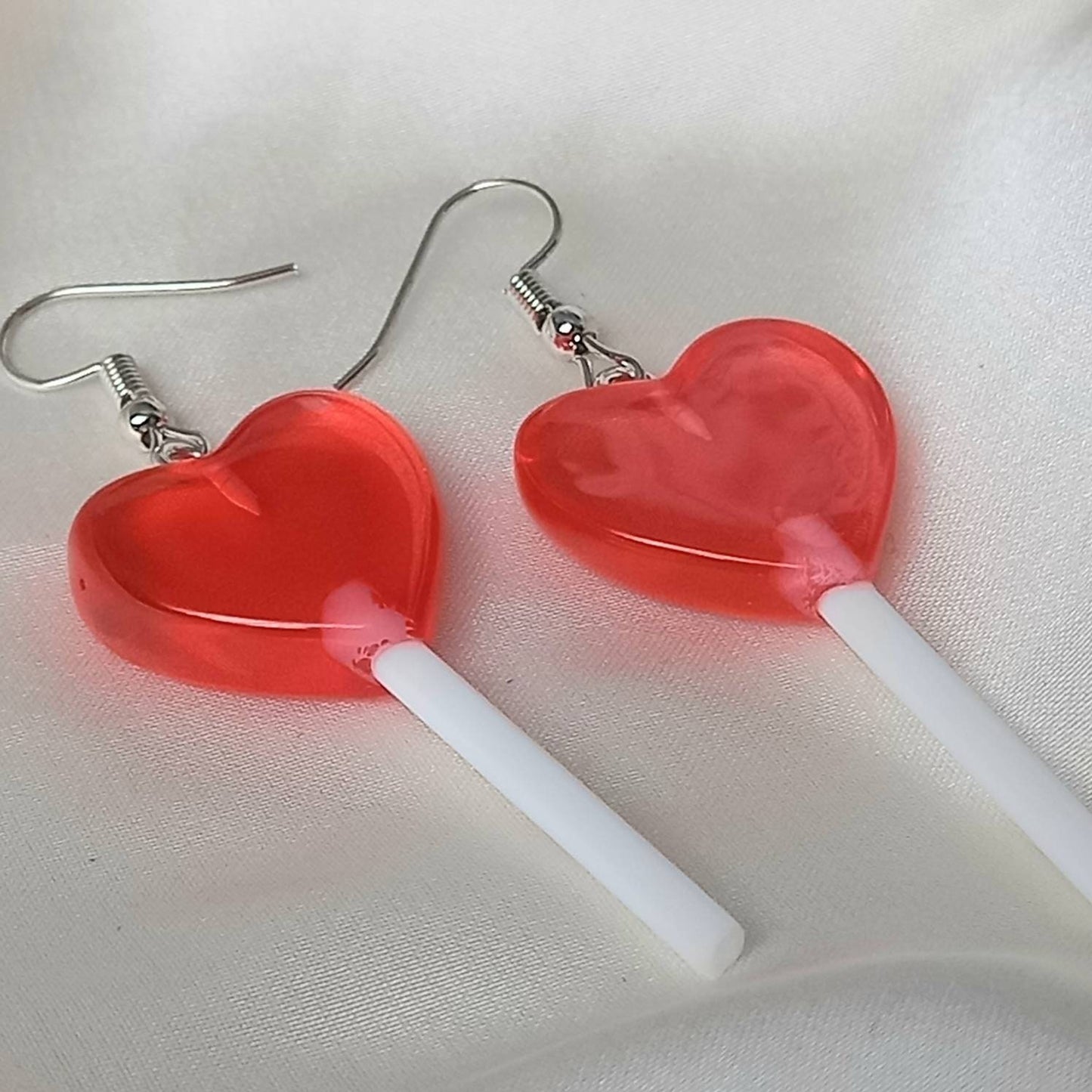 Lollypop Drop Earrings - Love Heart Lollipop Earrings, Sweet Earrings,Novelty Earrings,Earrings In The UK,Funky Earrings,Jewellery In The UK