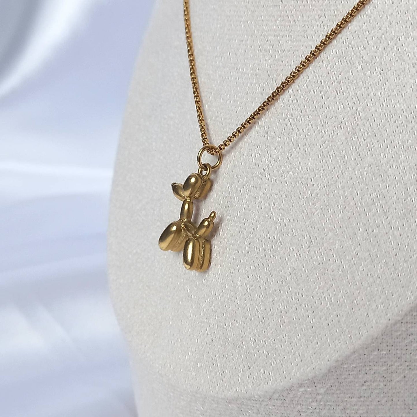 Gold Balloon Dog Chain Necklace - Gold Necklaces In The UK, Gold Dog Necklace, Dog Jewellery In The UK, Dog Lover Gift, Dog Lover Jewellery