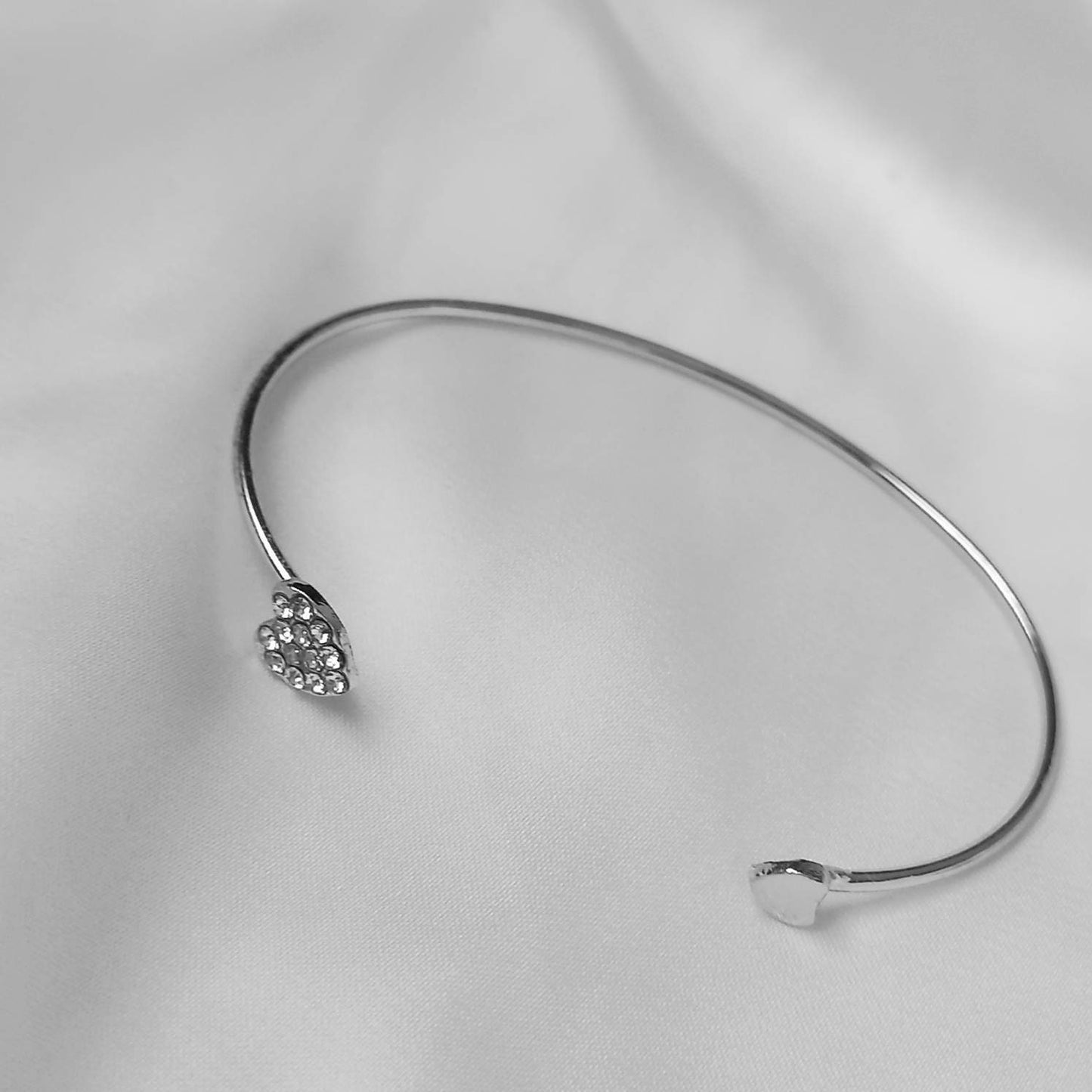 Silver Heart Bangle Bracelet - Silver Jewellery In The UK, Accessories, Silver Bangle, Bangle Jewellery,Minimal Bangle Bracelet,Gift For Her