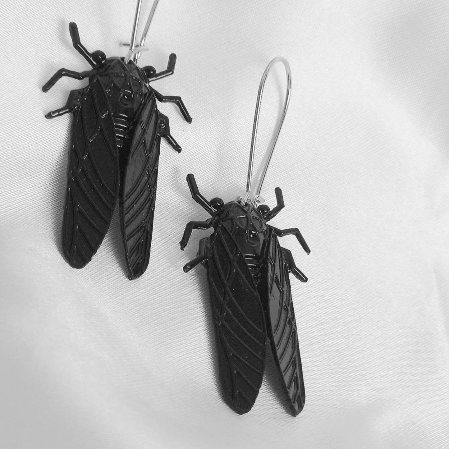 Black Insect Drop Earrings -  Bug Earrings, Insect Jewellery, High Polished, Hanging Jewellery, Accessories, Black  Earrings Jewellery