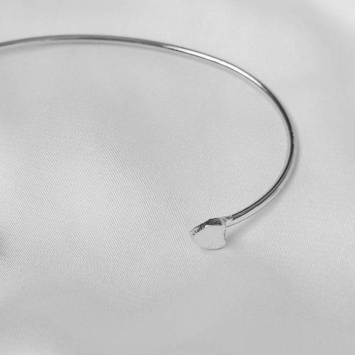 Silver Heart Bangle Bracelet - Silver Jewellery In The UK, Accessories, Silver Bangle, Bangle Jewellery,Minimal Bangle Bracelet,Gift For Her