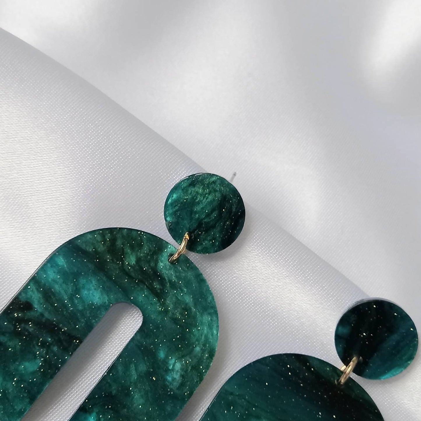 Green Rainbow Charm Drop Earrings - Abstract Rainbow Earrings,Green Earrings In The UK,Green Jewellery In The UK,Sparkly Earrings,Rainbows