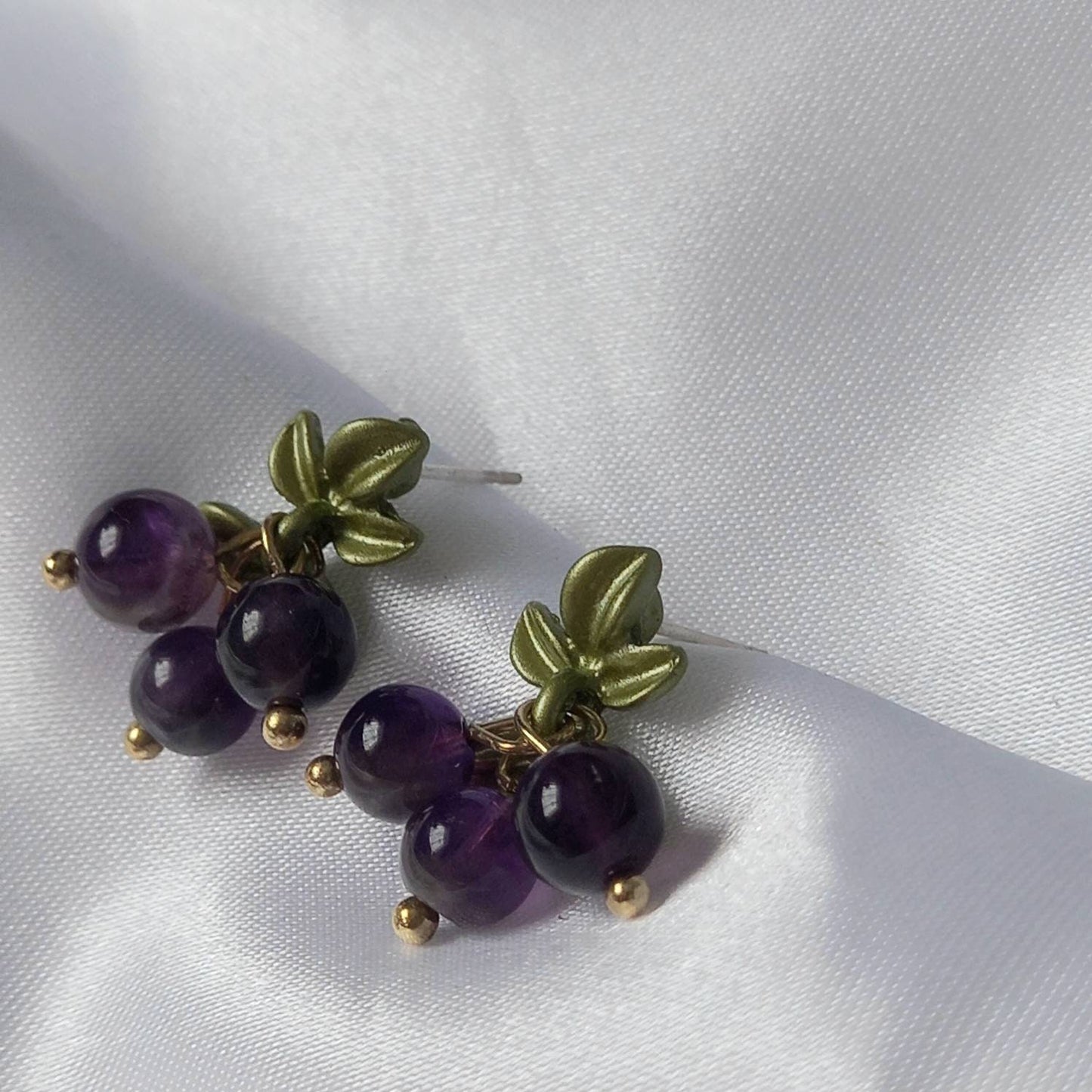 Purple Bead Stud Drop Earrings -Bead Earrings,Bead Jewellery,Purple Earrings,Purple Jewellery,Purple Beaded Earrings,Purple Beaded Jewellery
