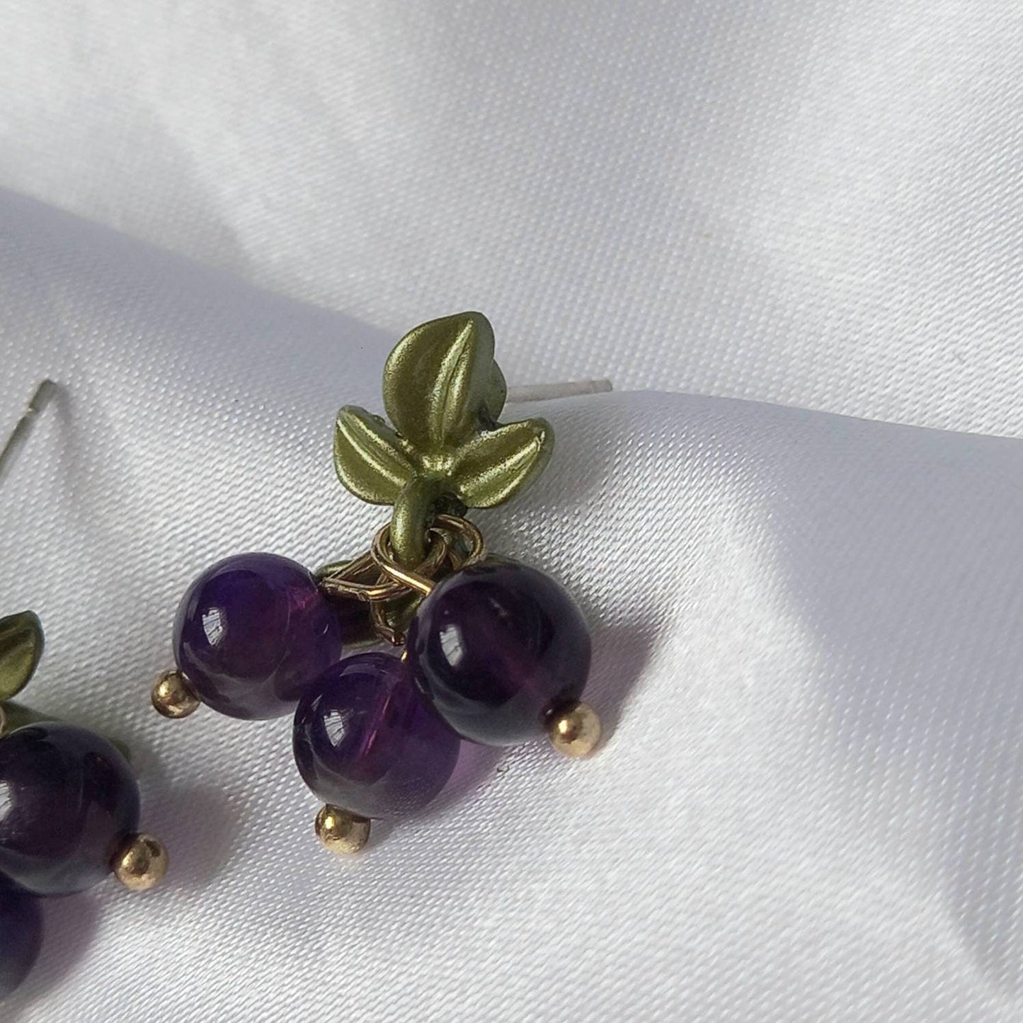 Purple Bead Stud Drop Earrings -Bead Earrings,Bead Jewellery,Purple Earrings,Purple Jewellery,Purple Beaded Earrings,Purple Beaded Jewellery