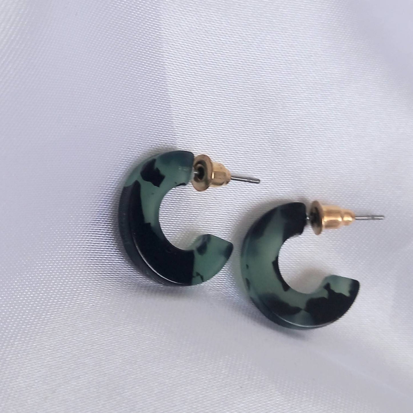 Small Green Resin Hoop Earrings -  Resin Earrings, Chunky Hoop Earrings, Thick Resin Earrings, Earrings In The UK, Hoop Earrings In The UK
