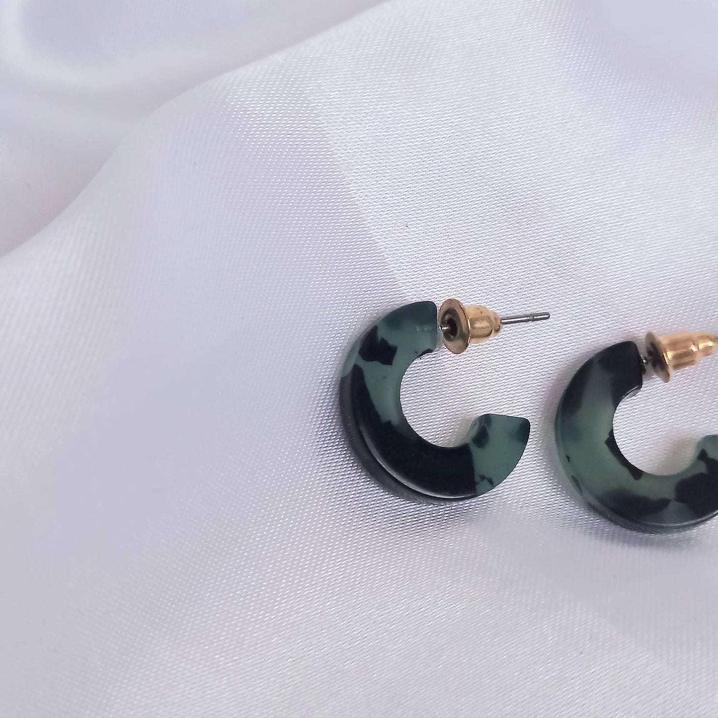 Small Green Resin Hoop Earrings -  Resin Earrings, Chunky Hoop Earrings, Thick Resin Earrings, Earrings In The UK, Hoop Earrings In The UK