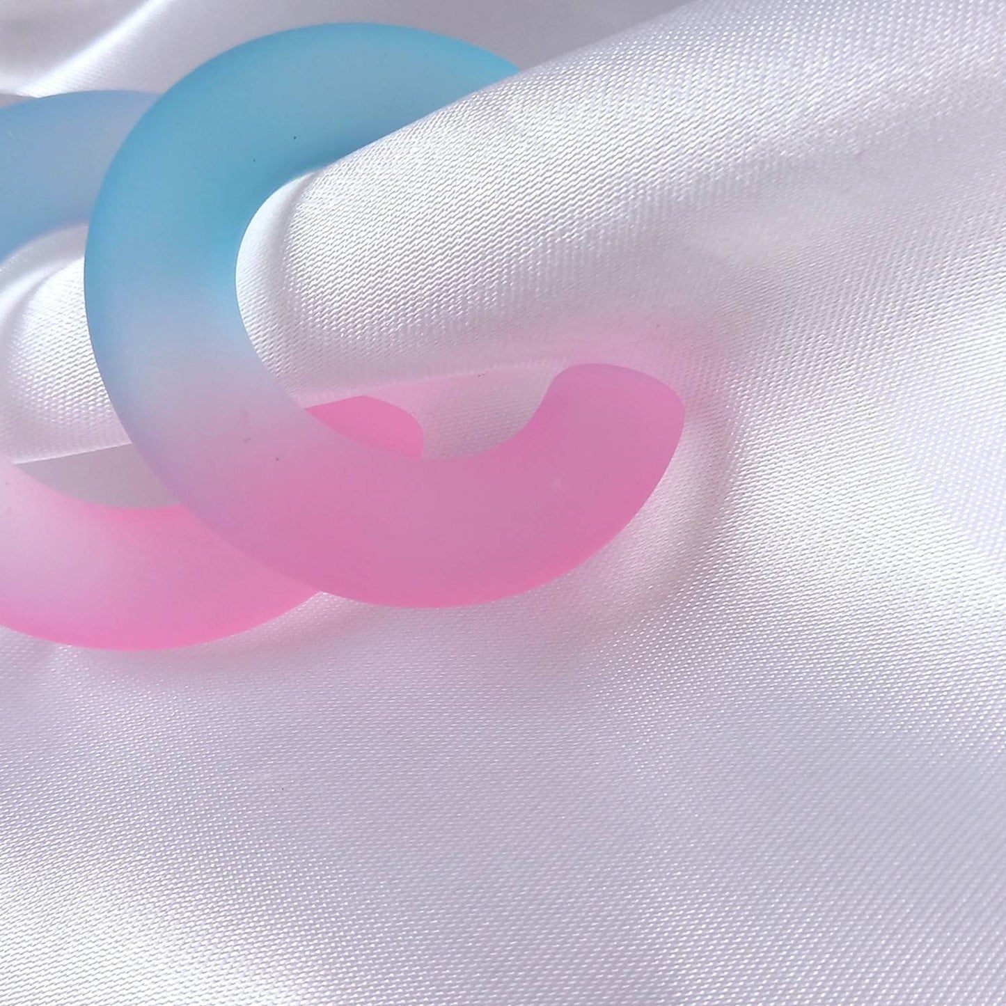 Chunky Pink & Blue Resin Hoop Earrings -  Ombre Earrings, Chunky Hoop Earrings, Pink Earrings, Two Tone Resin Earrings, Earrings In The UK