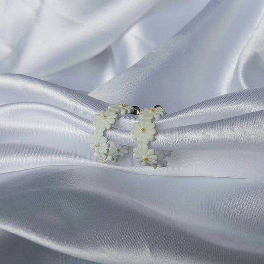 Small Daisy Hoop Earrings - Lightweight Hoop EarringsFlower Earrings,Hoop Earrings,Cute Earrings,Daisy Earrings,Flower Jewellery In The UK