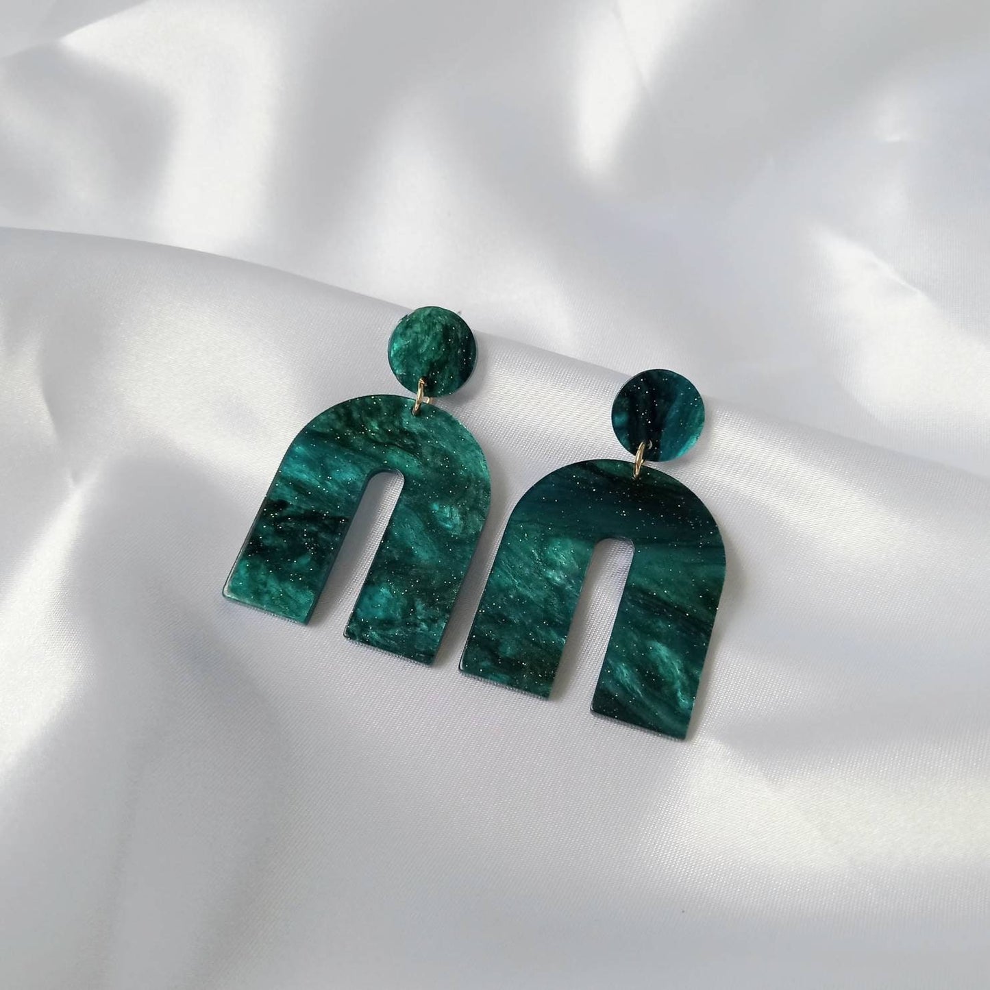 Green Rainbow Charm Drop Earrings - Abstract Rainbow Earrings,Green Earrings In The UK,Green Jewellery In The UK,Sparkly Earrings,Rainbows
