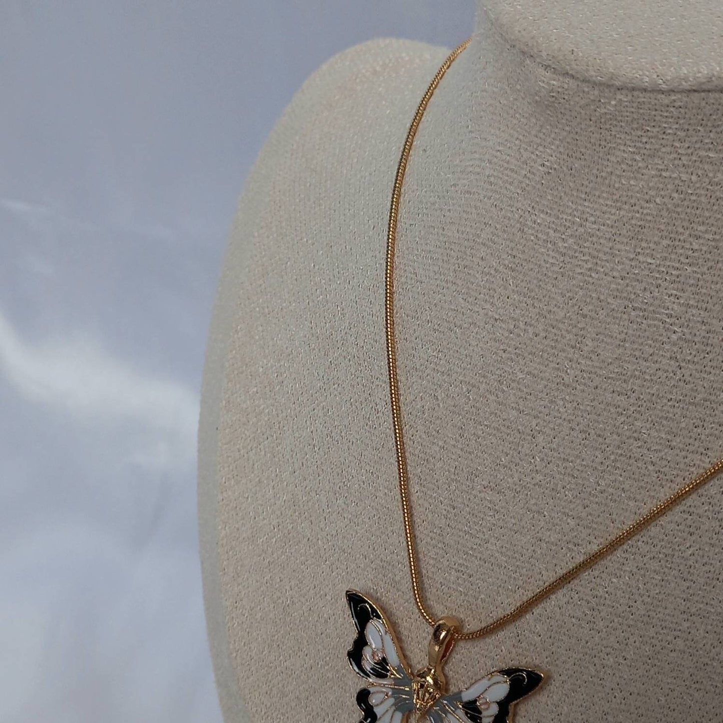 Gold Butterfly Charm Necklace - Chain Necklaces,Black Butterfly Necklaces,White Butterfly,Gold Necklaces In The UK,Gold Jewellery In The UK