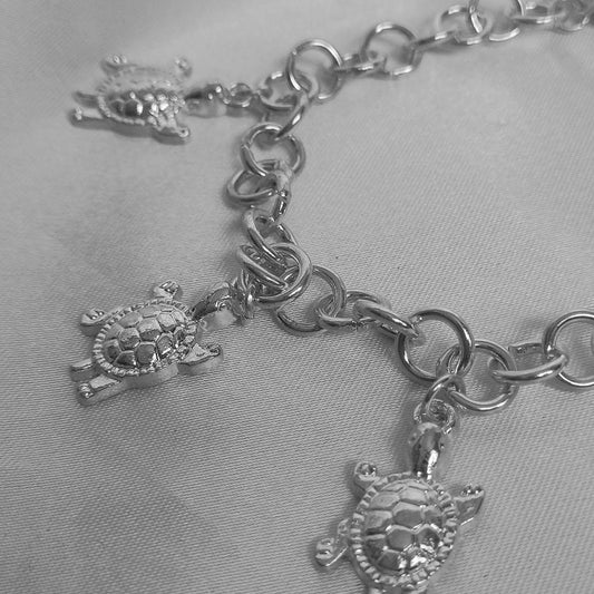 Silver Turtle Charm Bracelet