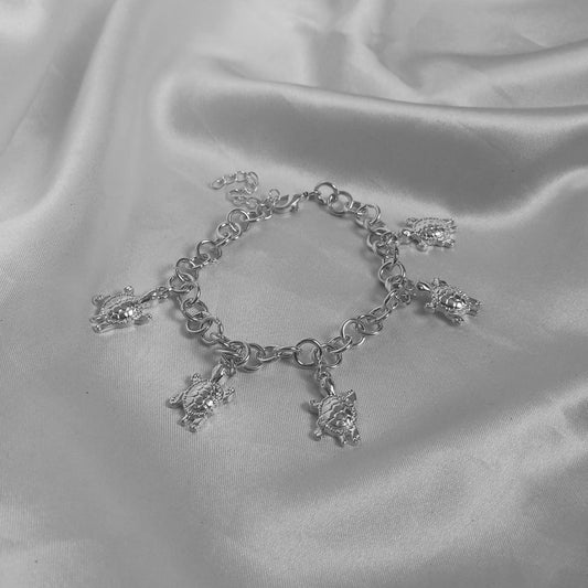 Silver Turtle Charm Bracelet