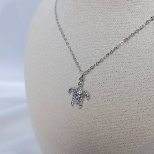 Silver Turtle Charm Necklace