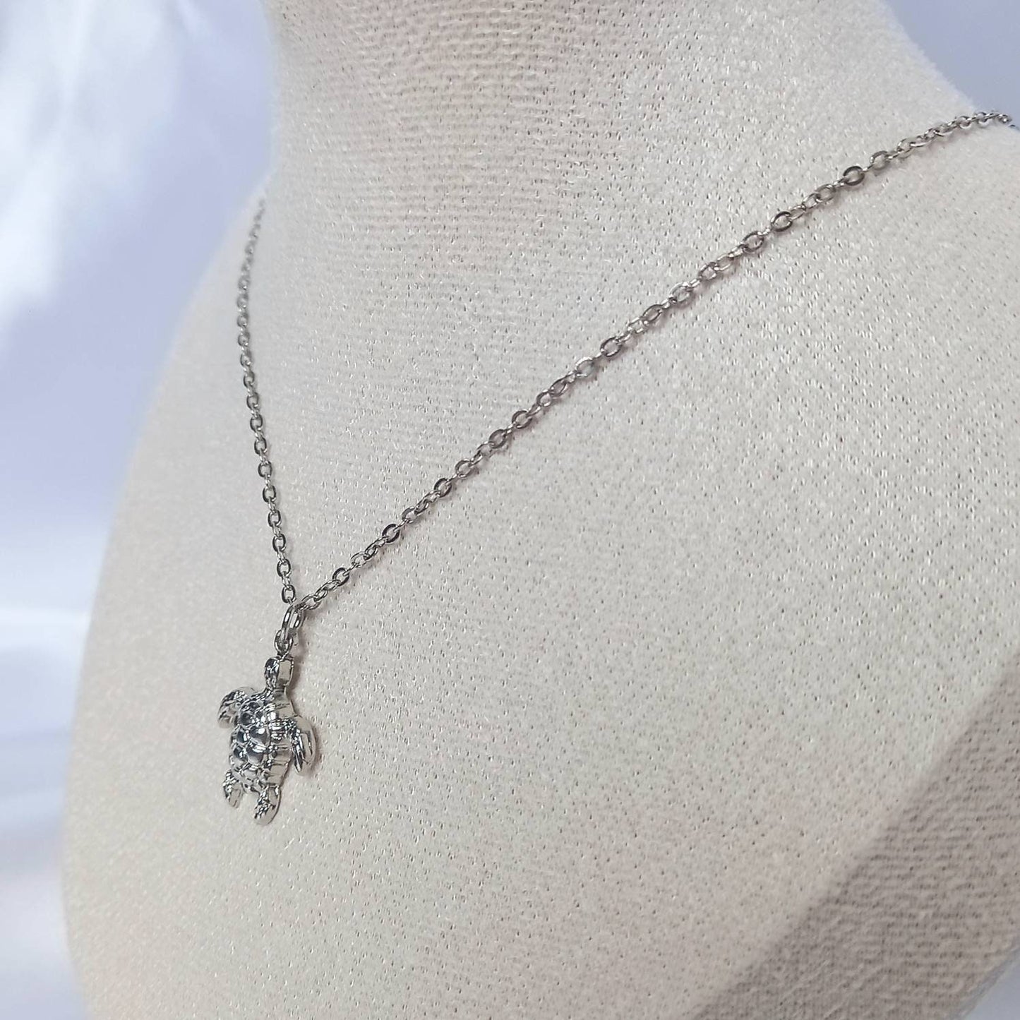 Silver Turtle Charm Necklace