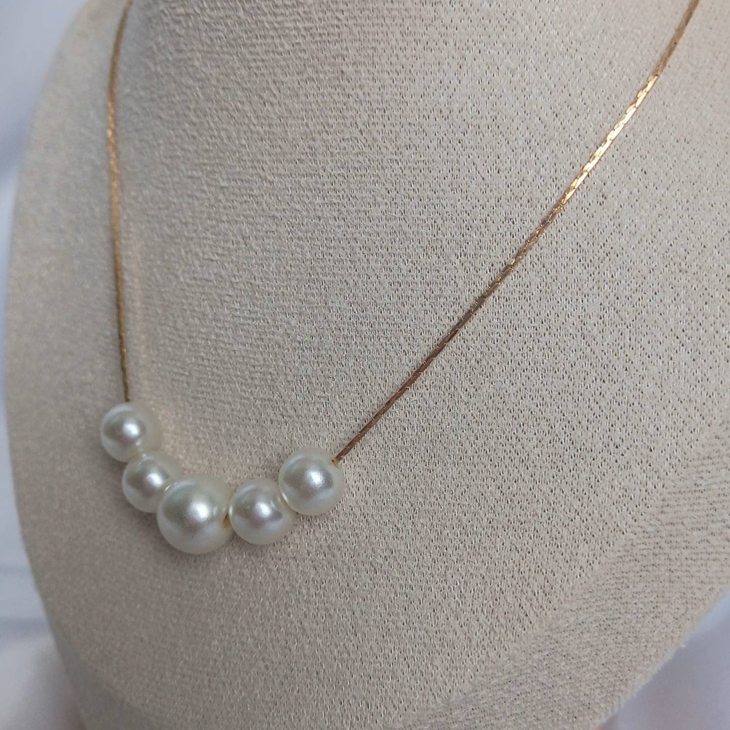 Gold Pearl Necklace - Beaded Pearl Necklace,Pearl Jewellery,Fine Gold Jewellery In The UK,Fine Gold Necklaces In The UK,Delicate Necklaces