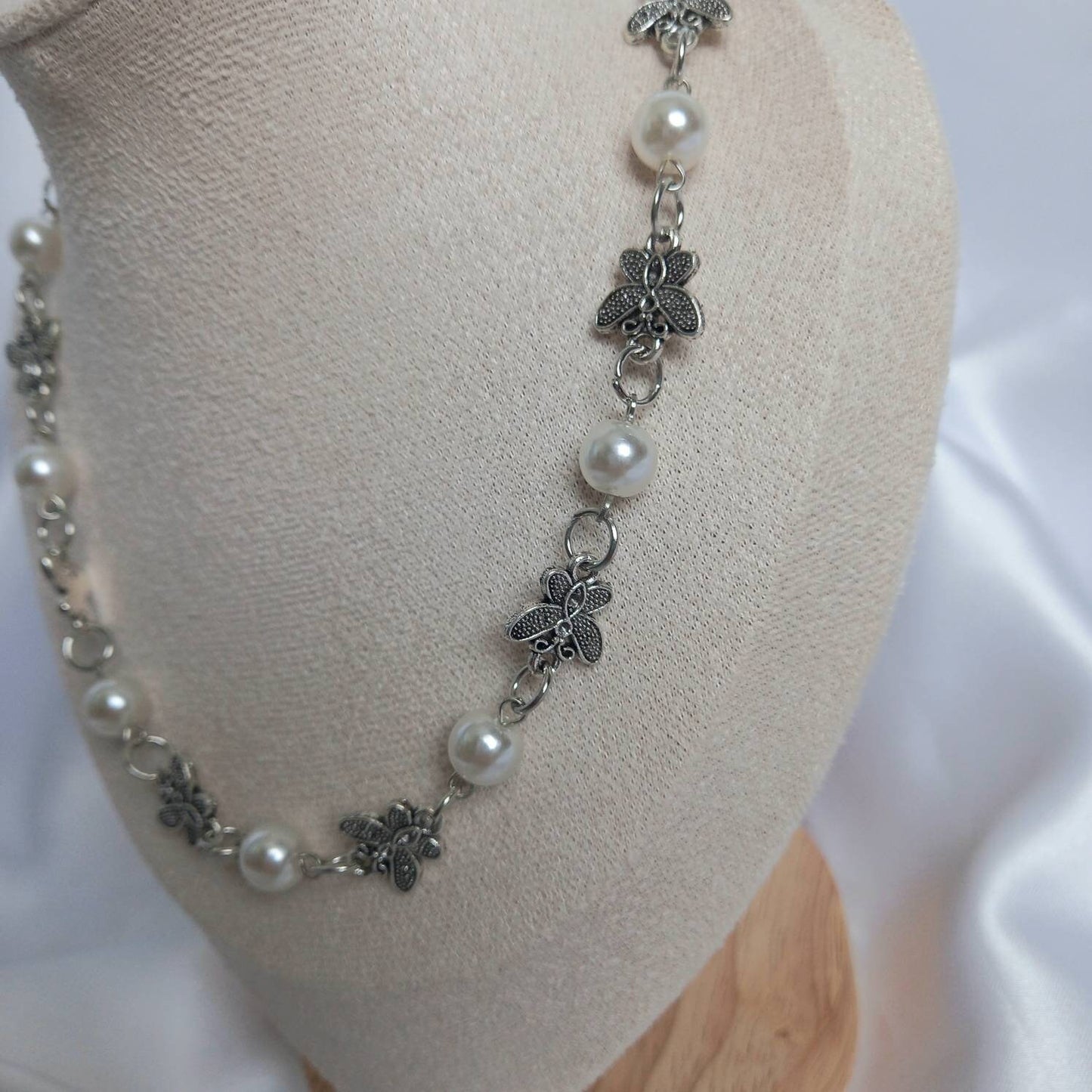 Silver Butterfly Chain Necklace-Silver Butterfly Necklace,Silver Necklaces In The UK, Silver Jewellery In The UK,Butterflies,Pearl Necklaces