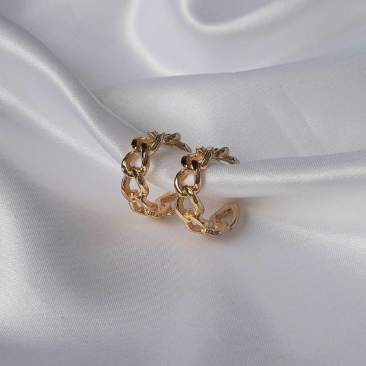 Gold Hoop Chain Earrings - Gold Earrings,Gold Hoop Earrings In The UK,Gold Jewellery In The UK,Small Hoop Earrings,Small Hoops In The UK