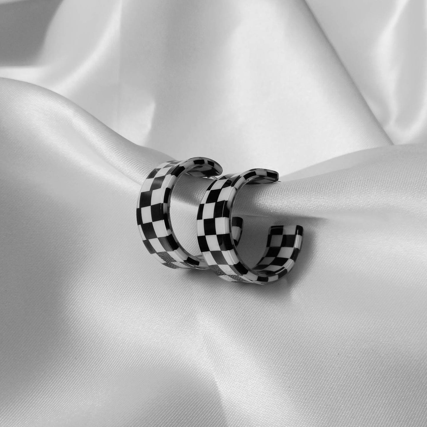 Checkered Hoop Earrings - Retro Earrings,Checkered Earrings,ChunkyHoops,Funky Hoop Earrings,Retro Hoop Earrings In The UK,Retro Jewlellery