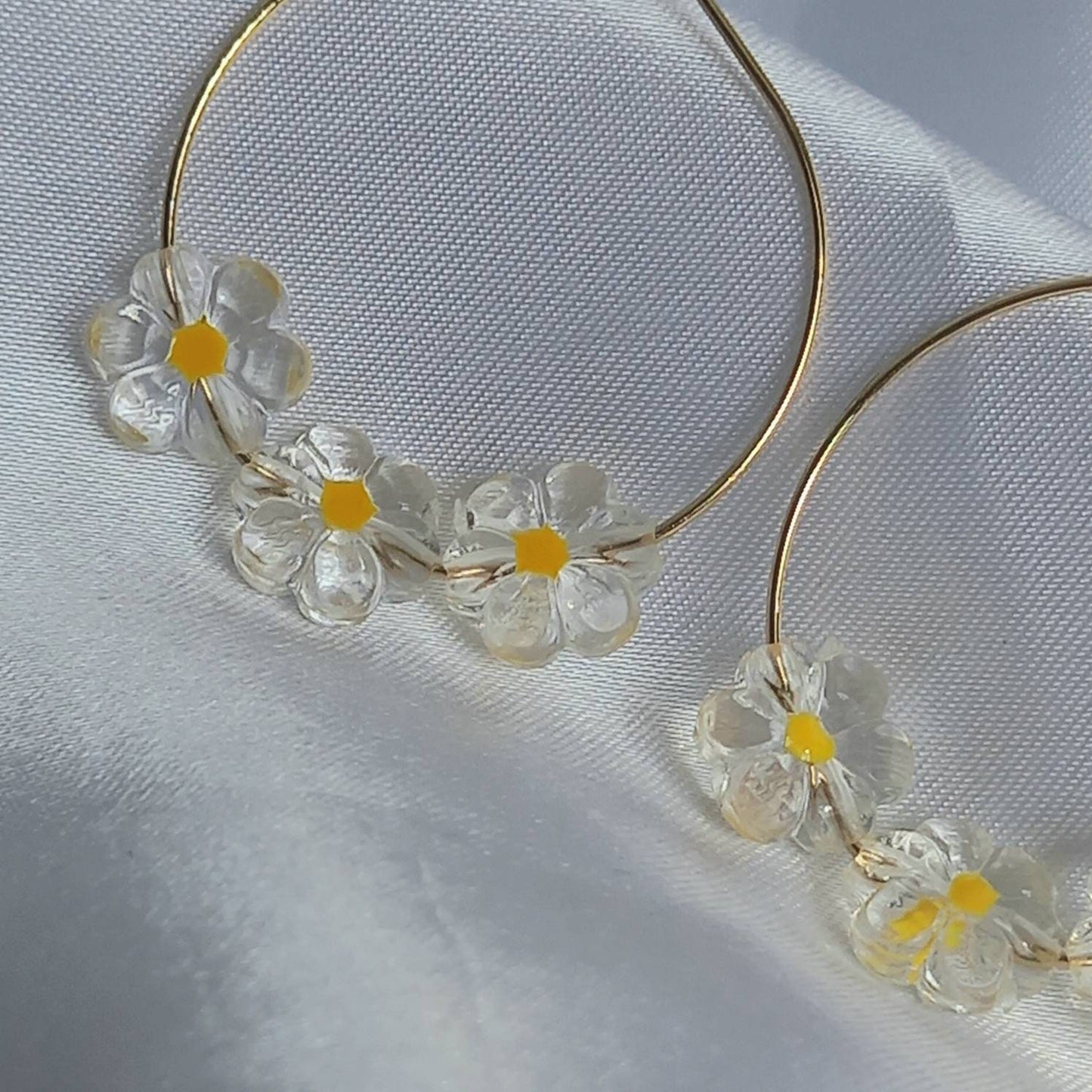 Chunky Flower Hoop Earrings - Chunky Earrings, Chunky Hoops, Bead Earrings, Cute Earrings, Gold Earrings In The UK, Gold Jewellery In The UK