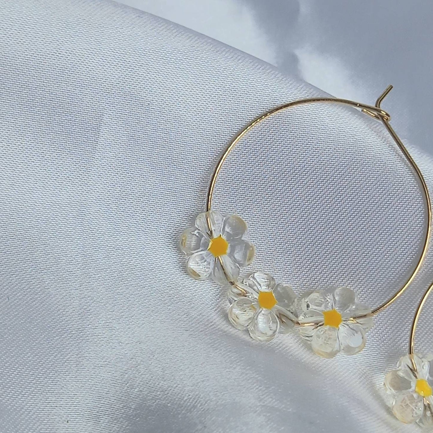 Chunky Flower Hoop Earrings - Chunky Earrings, Chunky Hoops, Bead Earrings, Cute Earrings, Gold Earrings In The UK, Gold Jewellery In The UK