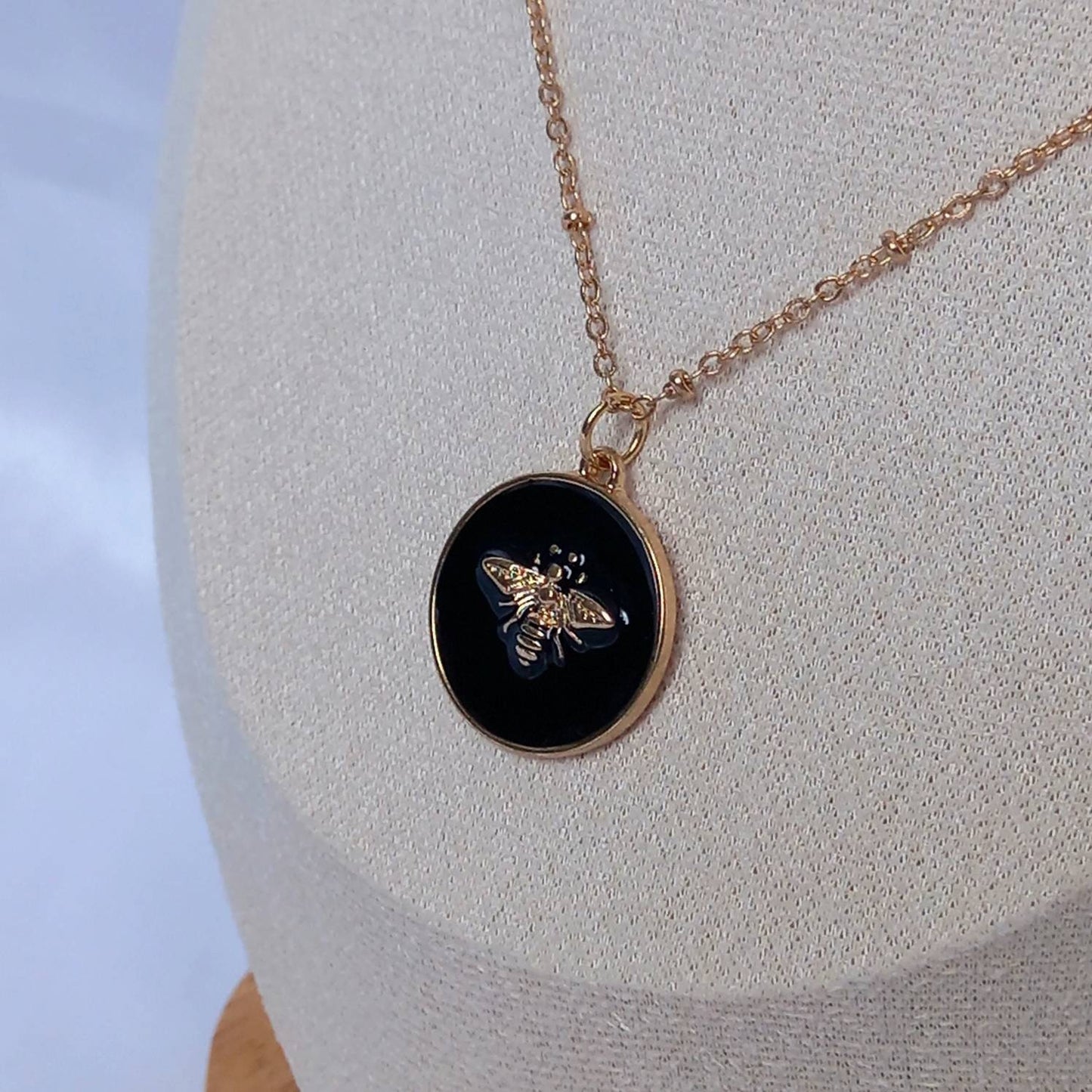 Gold Bumble Bee Necklace - Gold Jewellery In The UK,Black Bee Necklace,Bee Jewelley,Gold Necklace In The UK,Gold Bee Necklace,Gifts For Her