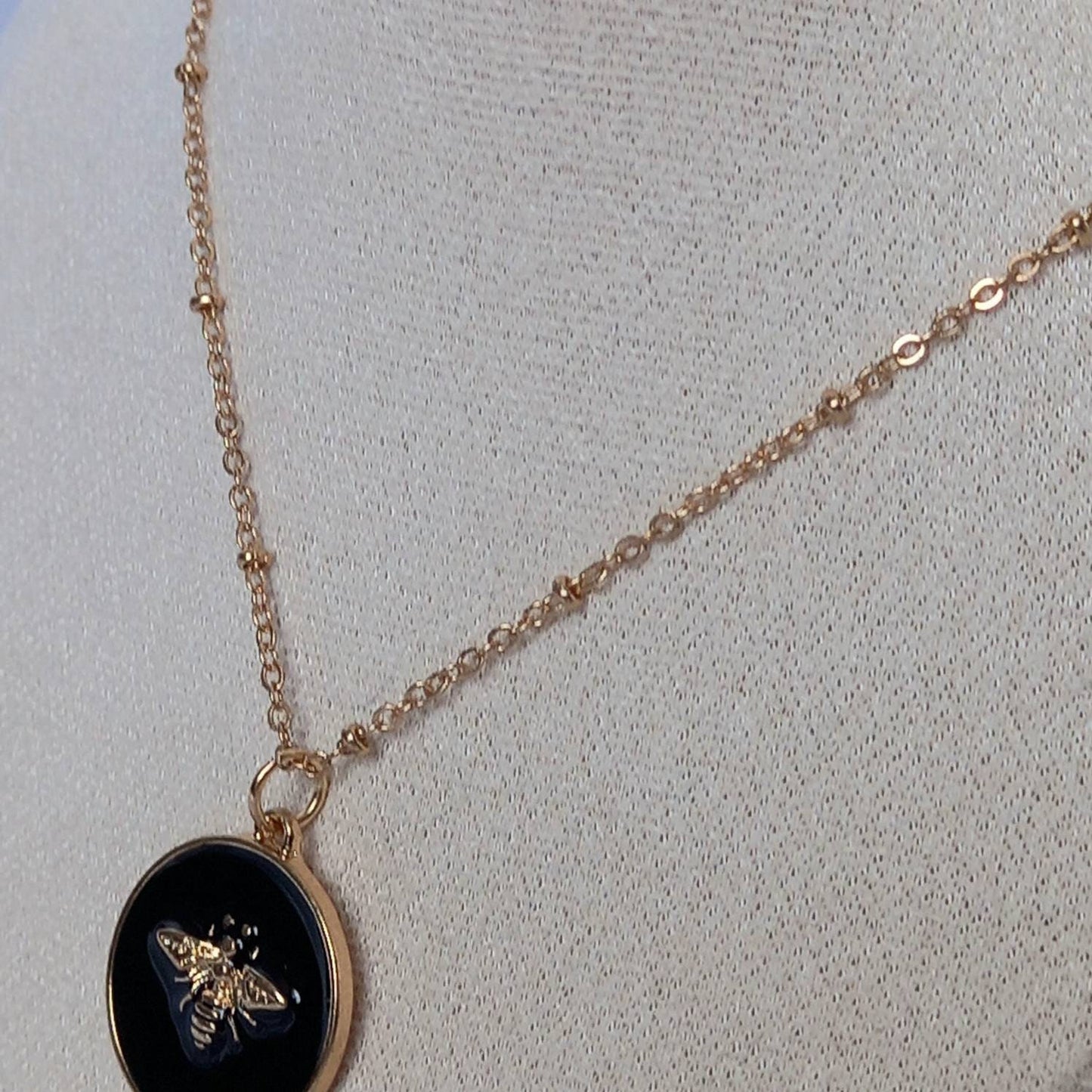 Gold Bumble Bee Necklace - Gold Jewellery In The UK,Black Bee Necklace,Bee Jewelley,Gold Necklace In The UK,Gold Bee Necklace,Gifts For Her