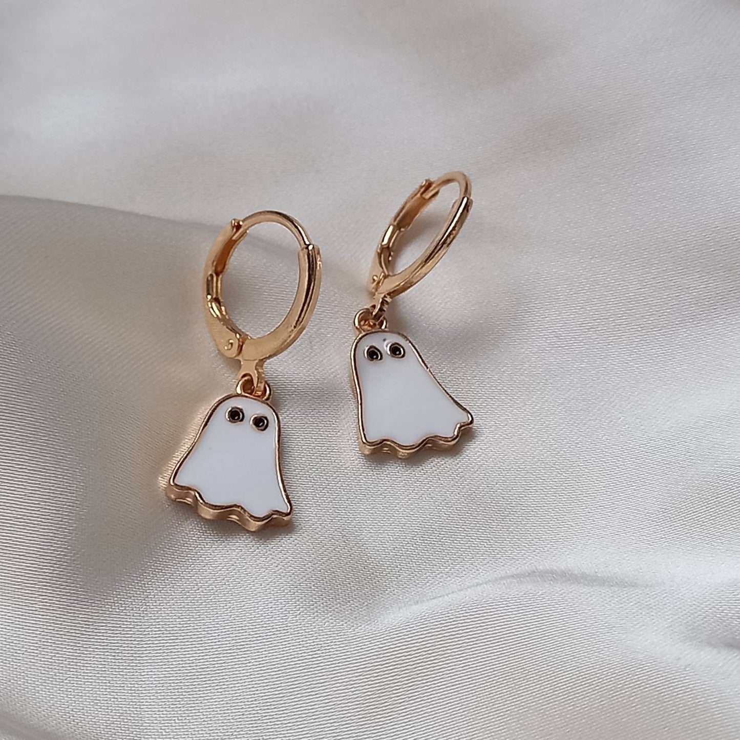 Gold Ghost Drop Earrings -  Ghost Earrings In The UK,Vintage Style,Small Gold Earrings In The UK,Gold Jewellery In The UK,Ghost Jewellery