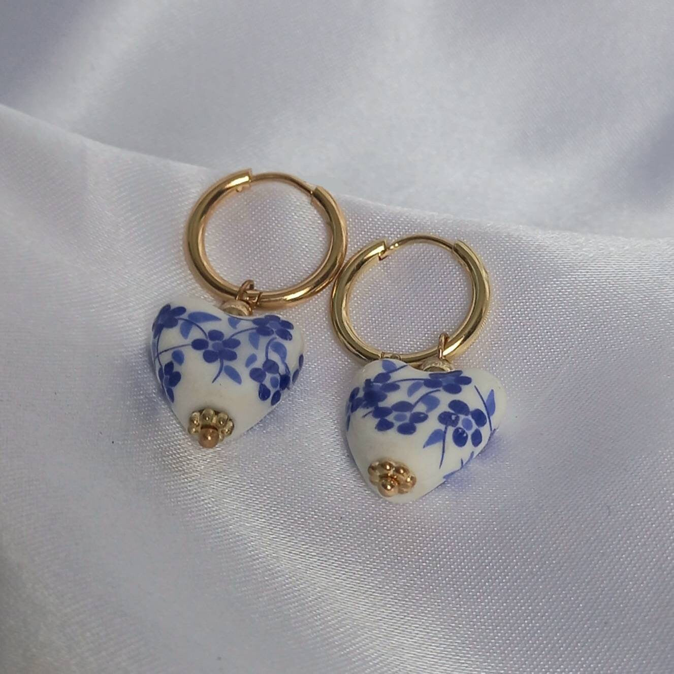 Blue & Gold Bead Drop Earrings - Blue Bead Earrings,Blue Bead Jewellery,Beaded Earrings In The UK,Beaded Jewellery,Blue Bead Drop Earrings
