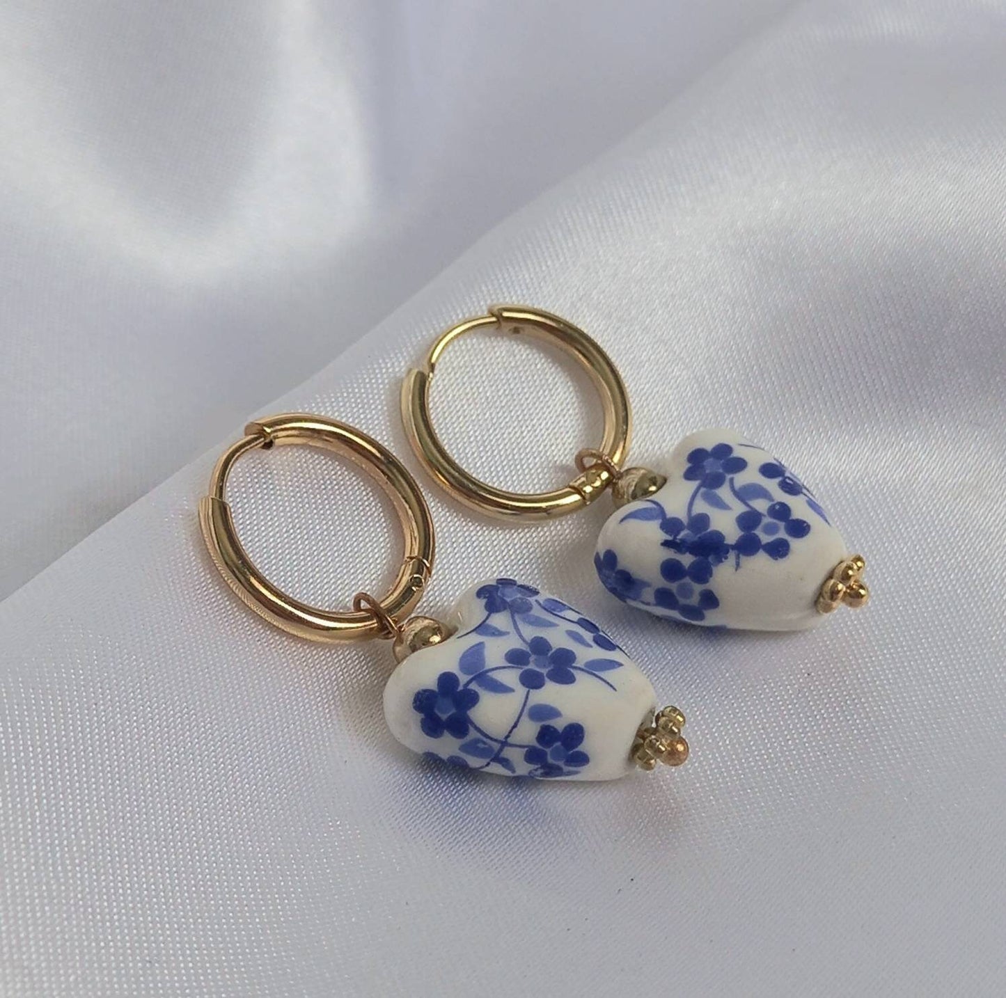 Blue & Gold Bead Drop Earrings - Blue Bead Earrings,Blue Bead Jewellery,Beaded Earrings In The UK,Beaded Jewellery,Blue Bead Drop Earrings