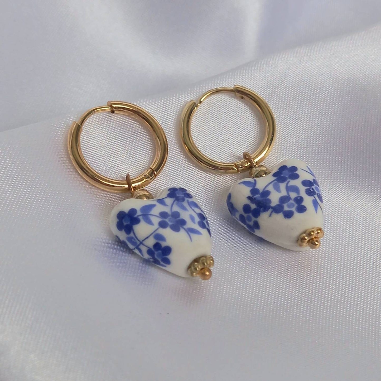 Blue & Gold Bead Drop Earrings - Blue Bead Earrings,Blue Bead Jewellery,Beaded Earrings In The UK,Beaded Jewellery,Blue Bead Drop Earrings