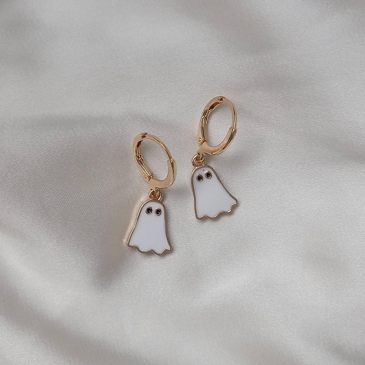 Gold Ghost Drop Earrings -  Ghost Earrings In The UK,Vintage Style,Small Gold Earrings In The UK,Gold Jewellery In The UK,Ghost Jewellery