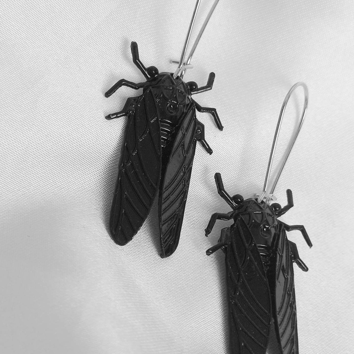 Black Insect Drop Earrings -  Bug Earrings, Insect Jewellery, High Polished, Hanging Jewellery, Accessories, Black  Earrings Jewellery
