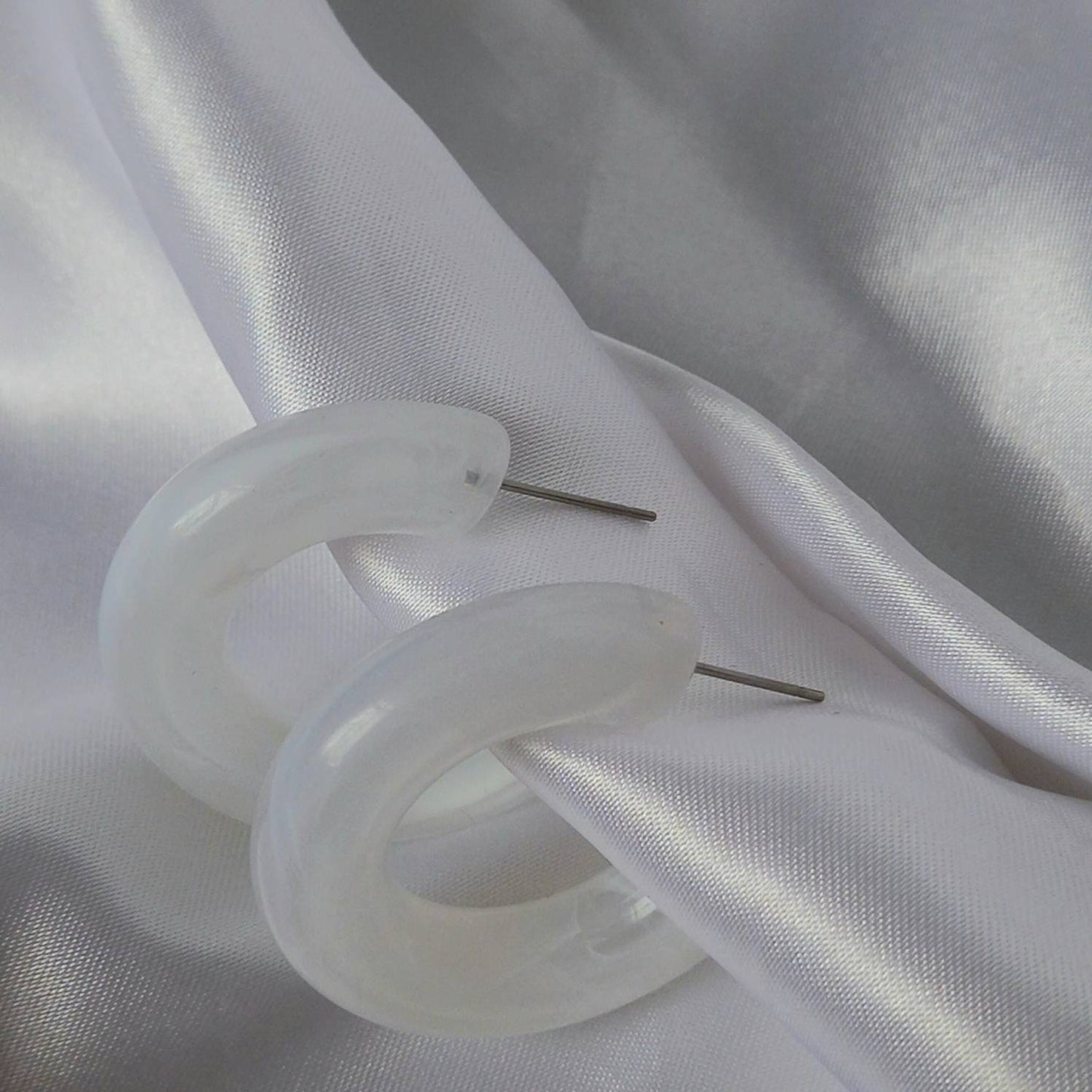 Chunky White Resin Hoop Earrings -  Resin Earrings, Chunky Hoop Earrings, Thick Resin Earrings, Earrings In The UK, Hoop Earrings In The UK