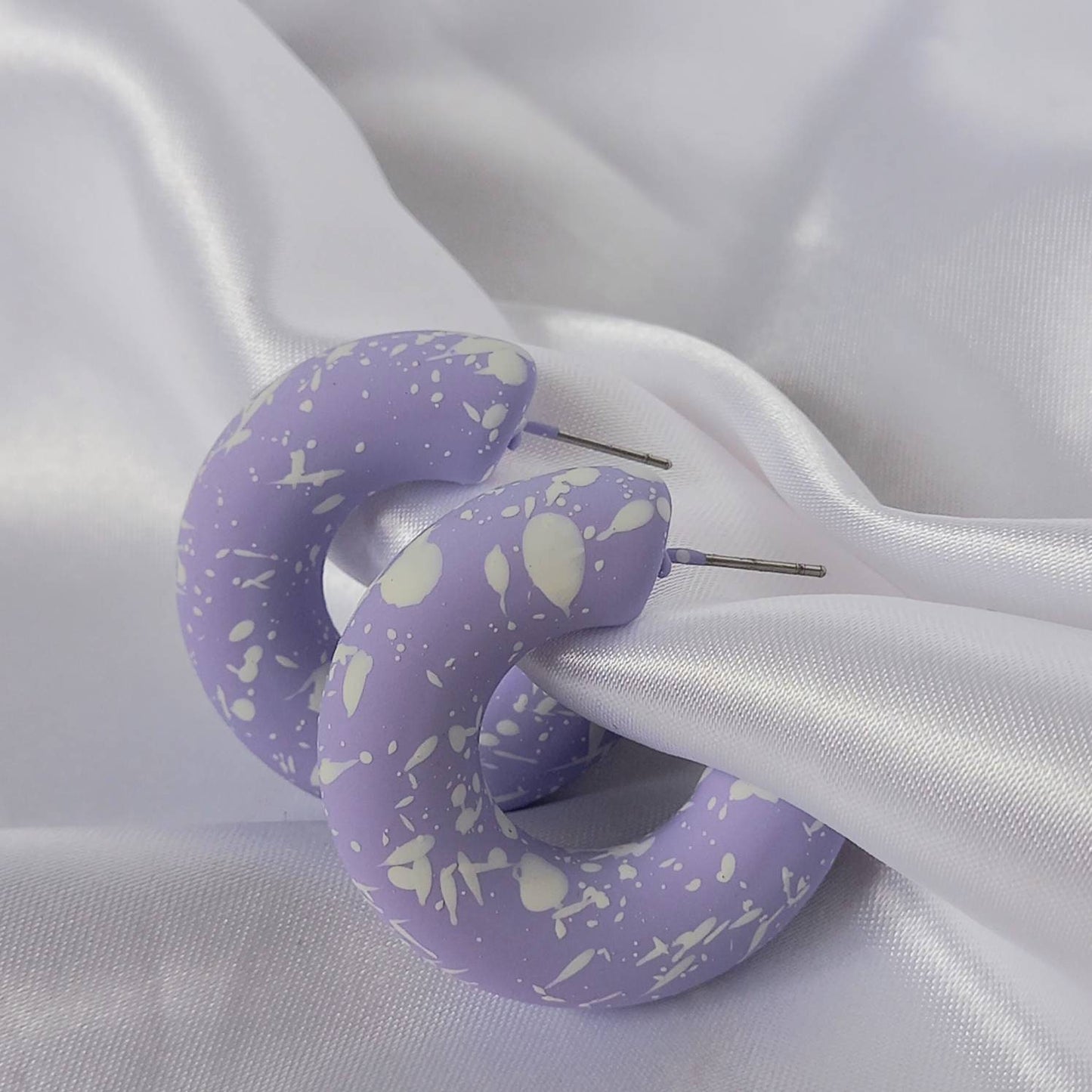 Chunky Purple Speckled Hoop Earrings - Purple Earrings,Chunky Hoop Earrings,Purple Earrings In The UK,Hoop Earrings In The UK,Lilac Earrings
