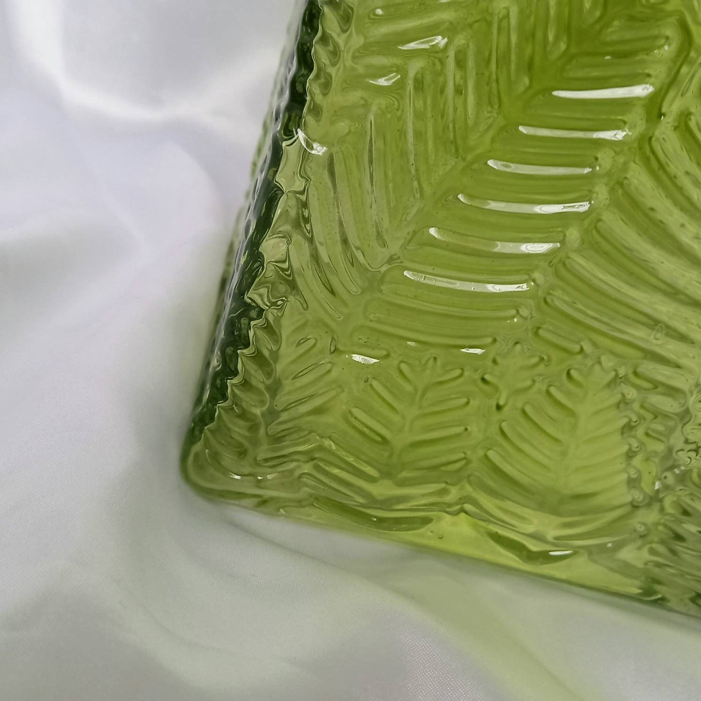 Textured Green Glass Vase - Decorative Bottle,Leaf Patterned Glassware,Flower Arranging,Homeware In The UK,Flowers,Geometric,Green Leaf Vase
