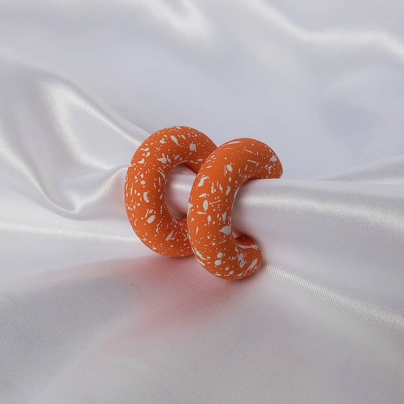 Chunky Orange Speckled Hoop Earrings - Orange Earrings,Chunky Hoop Earrings,Orange Hoop Earrings In The UK,Orange Hoop Earrings In The UK